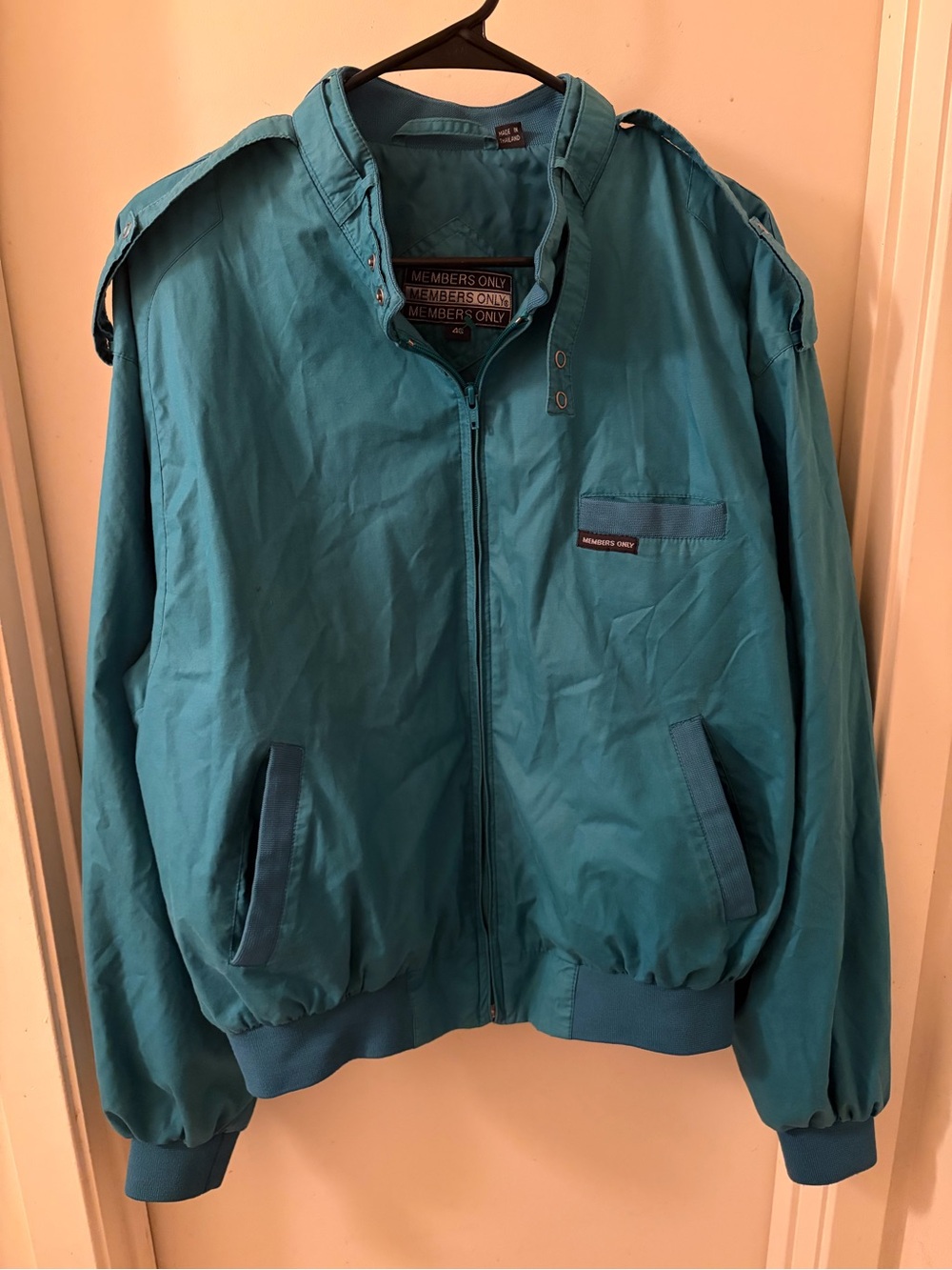 Members Only Teal Zip-Up Bomber Jacket